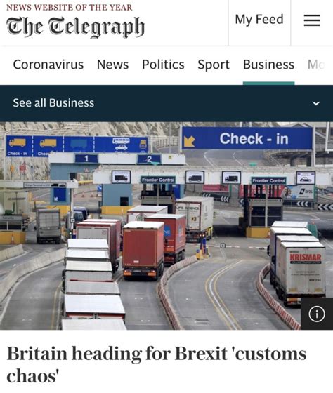 The Telegraph Britain Heading For Brexit ‘customs Chaos Lars