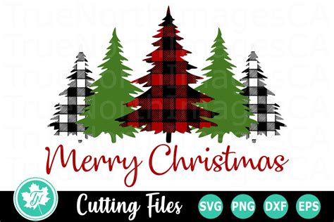 Merry Christmas Plaid Trees A Christmas Svg Cut File 377848 Cut