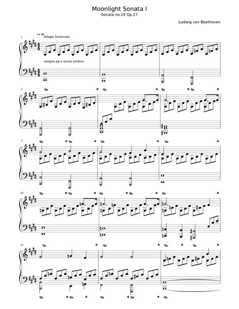 Easy piano sheet music edition from. Moonlight Sonata I Sheet music for Piano (Solo) | Musescore.com
