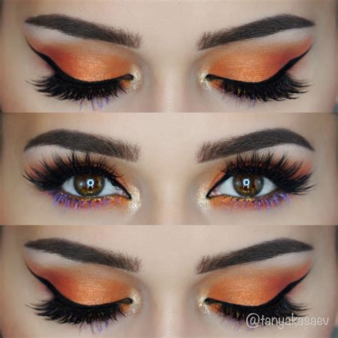 Beautiful Creative Makeup For Brown Eyes Orange And Purple Colorful