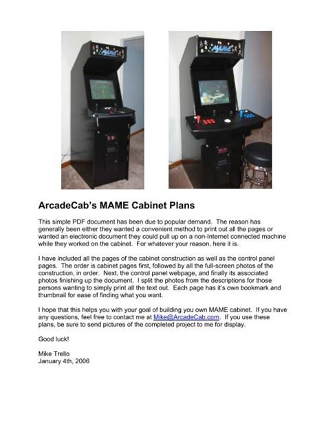 Diy Arcade Cabinet Plans Pdf