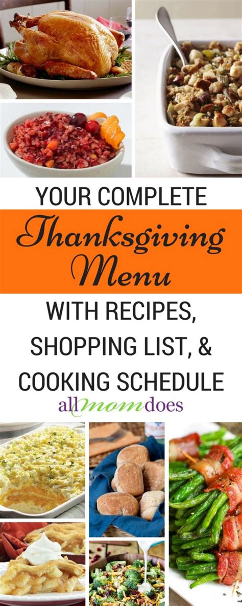 Your Complete Thanksgiving Menu Cooking Schedule And Shopping List