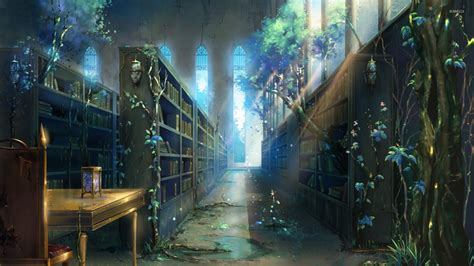 Anime Library Wallpaper Abandoned Library Fantasy Library Urban