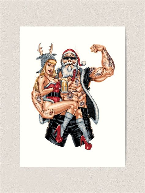 Strong Santa Claus X Mas Pin Up Muscle Art Print By Rahmenlos Redbubble