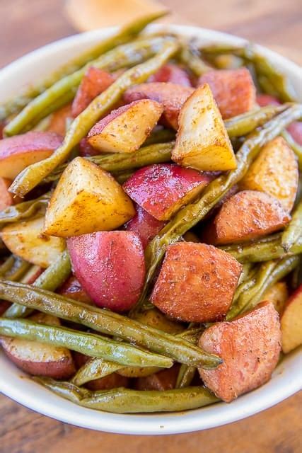 Roasted Green Beans Potatoes And Smoked Sausage Plain Chicken