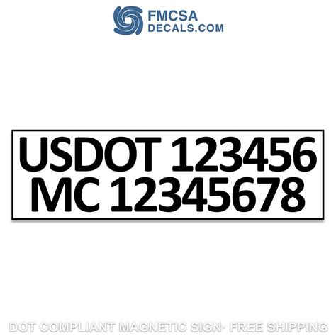 Us Dot Number Magnetic Sign Set Of 2 Fmcsa Decals
