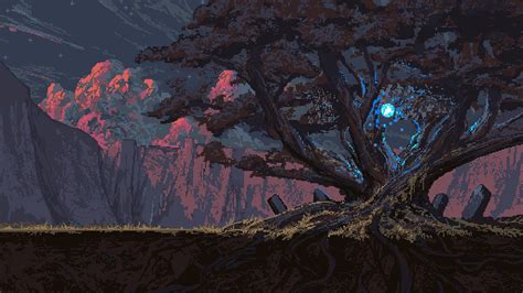 Noah Bradley Pixel Art Trees Magic Roots Wallpapers Hd Desktop