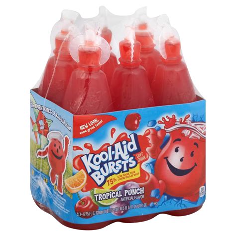 Kool Aid Bursts Tropical Punch Soft Drink 675 Oz Bottles Shop Juice