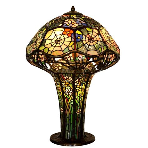Bieye L10544 18 Inches Cobweb Tiffany Style Stained Glass Table Lamp