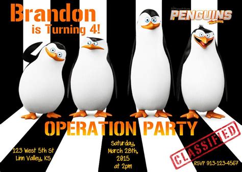 Madagascar parties are a blast because there's so much you can do with them. Penguins of Madagascar Personalized Digital Custom Birthday Party Invitation by ...