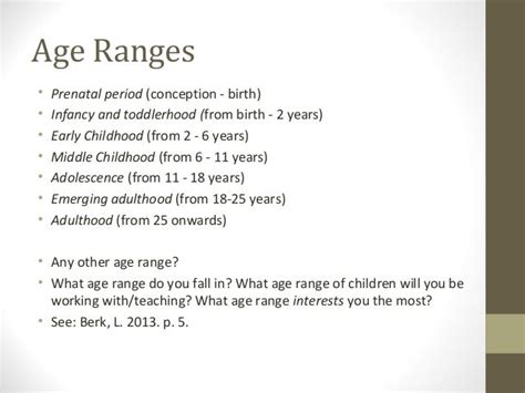 Age Ranges And Human Development