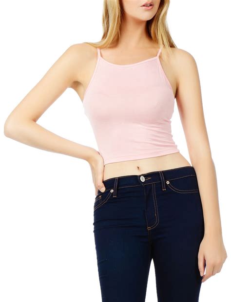 Le No Womens Stretchy Solid Cropped Tank Top Stretchy Crop Tops