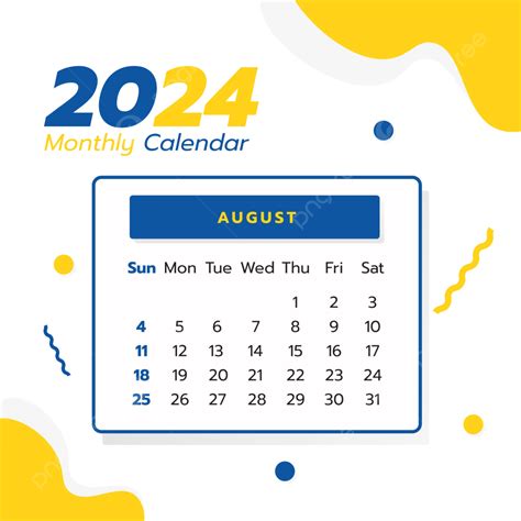 August 2024 Calendar Vector August 2024 Calend 2024 August Calendar