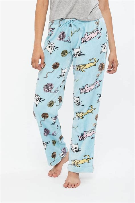Womens Cats And Yarn Plush Pants Bluenotes Pajamas Women Plush Pajama Pants Pants For Women