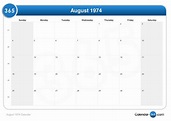 August 1974 Calendar
