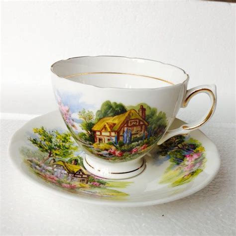 Royal Vale Country Cottage Matching Tea Cup And Saucer Duo Etsy Tea