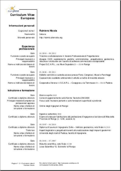 Free download europass cv template in word format. Cv Template Italiano - Resume Examples | Curriculum ...