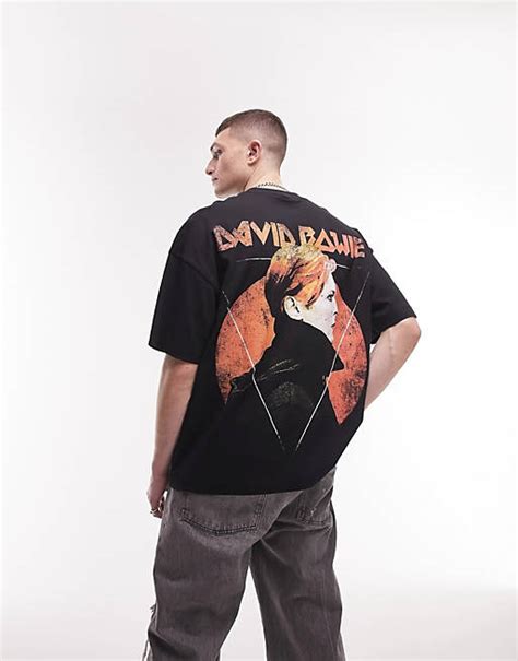 Topman Extreme Oversized T Shirt With Front And Back Bowie Circle Print