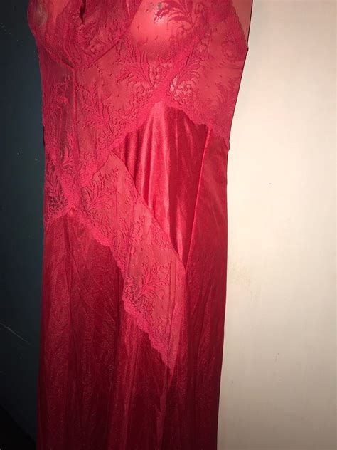Vintage Red Pandora Nightgown Vintage Red Nightgown Red Lace