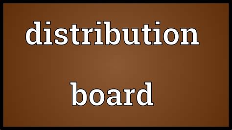 Distribution Board Meaning Youtube