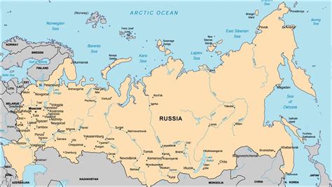 Karte von russland mit den wichtigsten städten sowie den nachbarstaaten. Russland-city map - Stadtplan von Russland (Osteuropa ...