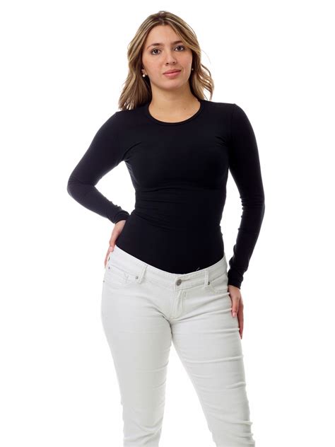 Womens Cotton Spandex Compression Crew Neck Top Long Sleeves Men
