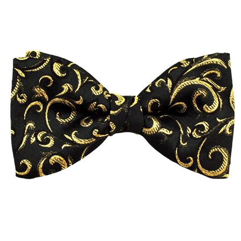 Van Buck Black And Gold Ornate Regal Patterned Mens Bow Tie From Ties