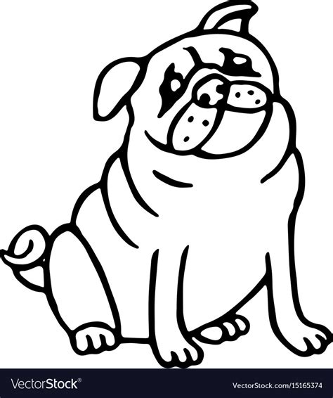 Cute Outline Pug Isolated Royalty Free Vector Image