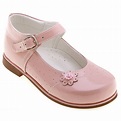 Girls classic Mary Janes Pink Patent Shoes Leather Flowers And Beads ...