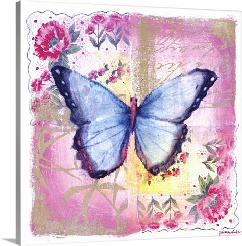 Blue Butterfly Pink Wall Art Canvas Prints Framed Prints Wall Peels