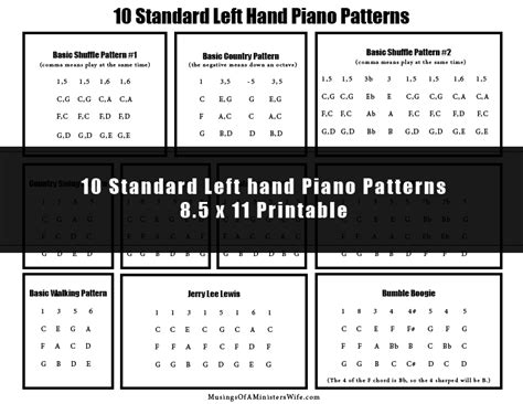 Free 10 Standard Left Hand Piano Patterns Printable Blessed Beyond A