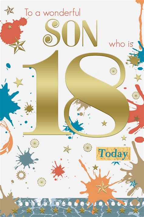 Celebrate this momentous day with the perfect present to remind him how much you love him. Colourful Son 18th Birthday Card