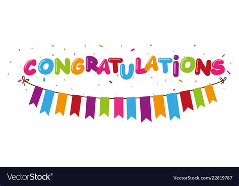 Congratulations Design With Ribbon And Confetti Vector Image Images