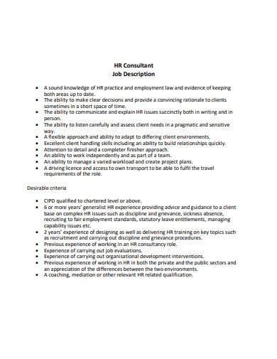 Free 10 Consultant Job Description Samples In Pdf Ms Word