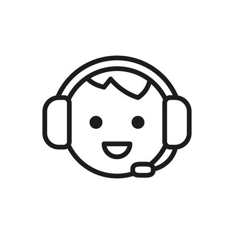 Call Center Line Art Icon Customer Support Service Symbol Face With