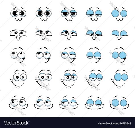 Cartoon Face And Blink Eye Animation Emoji Faces Vector Image