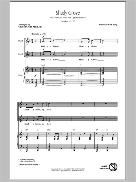 American Folk Song Shady Grove Sheet Music Notes Download Printable