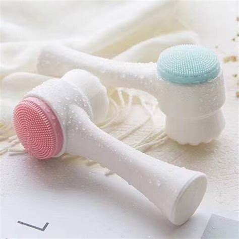 ️cod ️double sided facial cleansing brush double side silicone facial cleanser brush portable