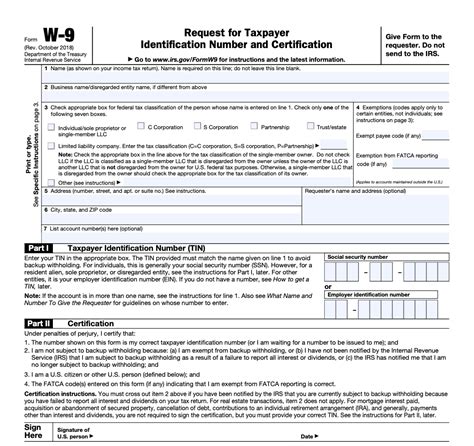 Free Printable W9 Tax Form