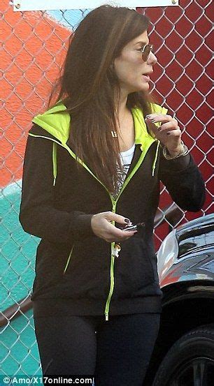 sandra bullock goes make up free and reveals trim physique sporty chic sporty look best