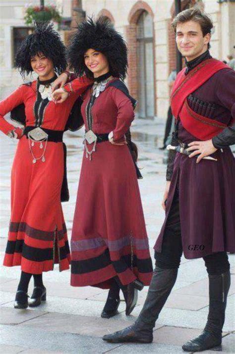 Georgian Dancers Traditional Costumes Folk Clothing Historical