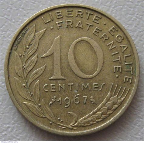 10 Centimes 1967 Fifth Republic 1958 1970 France Coin 909