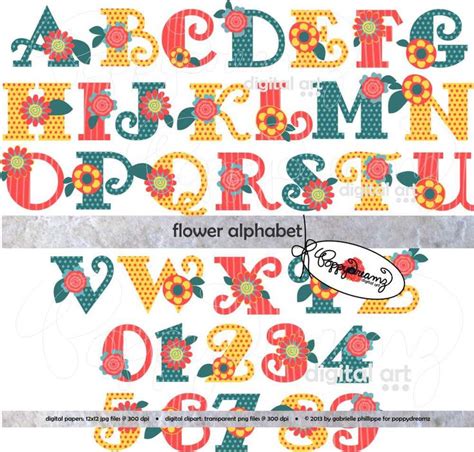 Flower Font Flower Alphabet Alphabet Art Clip Art
