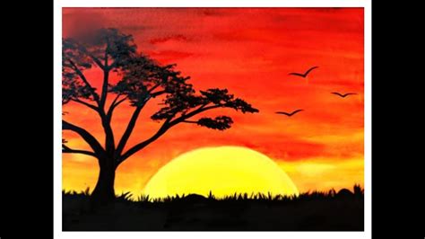 Choose your favorite sunset drawings from 5,115 available designs. Sunset Landscape Scenery Drawing With Oil Pastels - YouTube