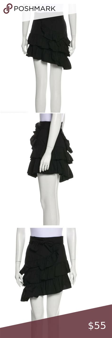 Sandro Black Ruffled Tiered Belted Mini Skirt Sz 1 Belted Mini Skirt
