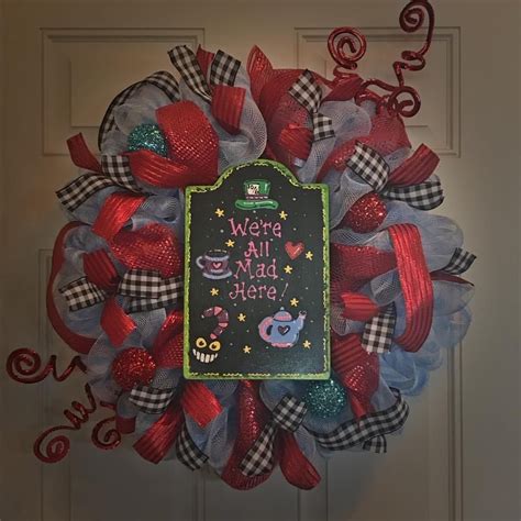 Alice In Wonderland Wreath Handmade Wreaths Unique Items Products
