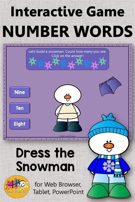 Number Words 1 10 Interactive Number Game Dress The Snowman