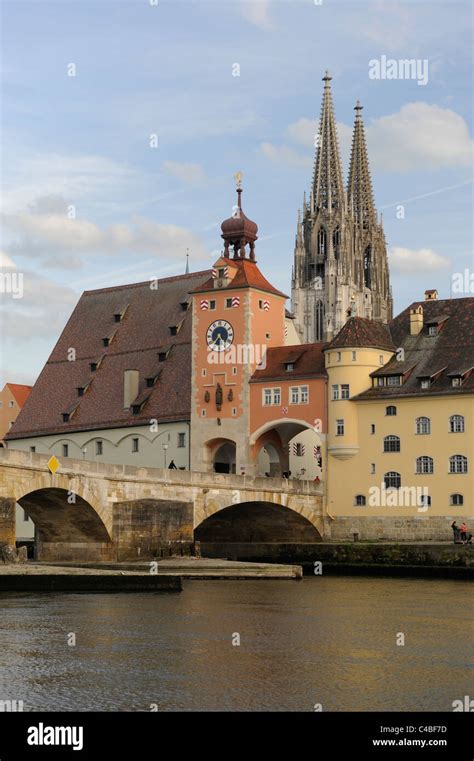 Historical Old Unesco Town Regensburg In Germany With Landmarks Stone