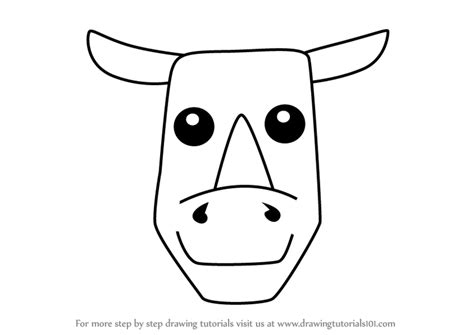 Step By Step How To Draw A Rhinoceros Face For Kids