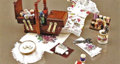 Dollhouse Miniatures Sewing Machines Baskets Accessories Lentine Marine